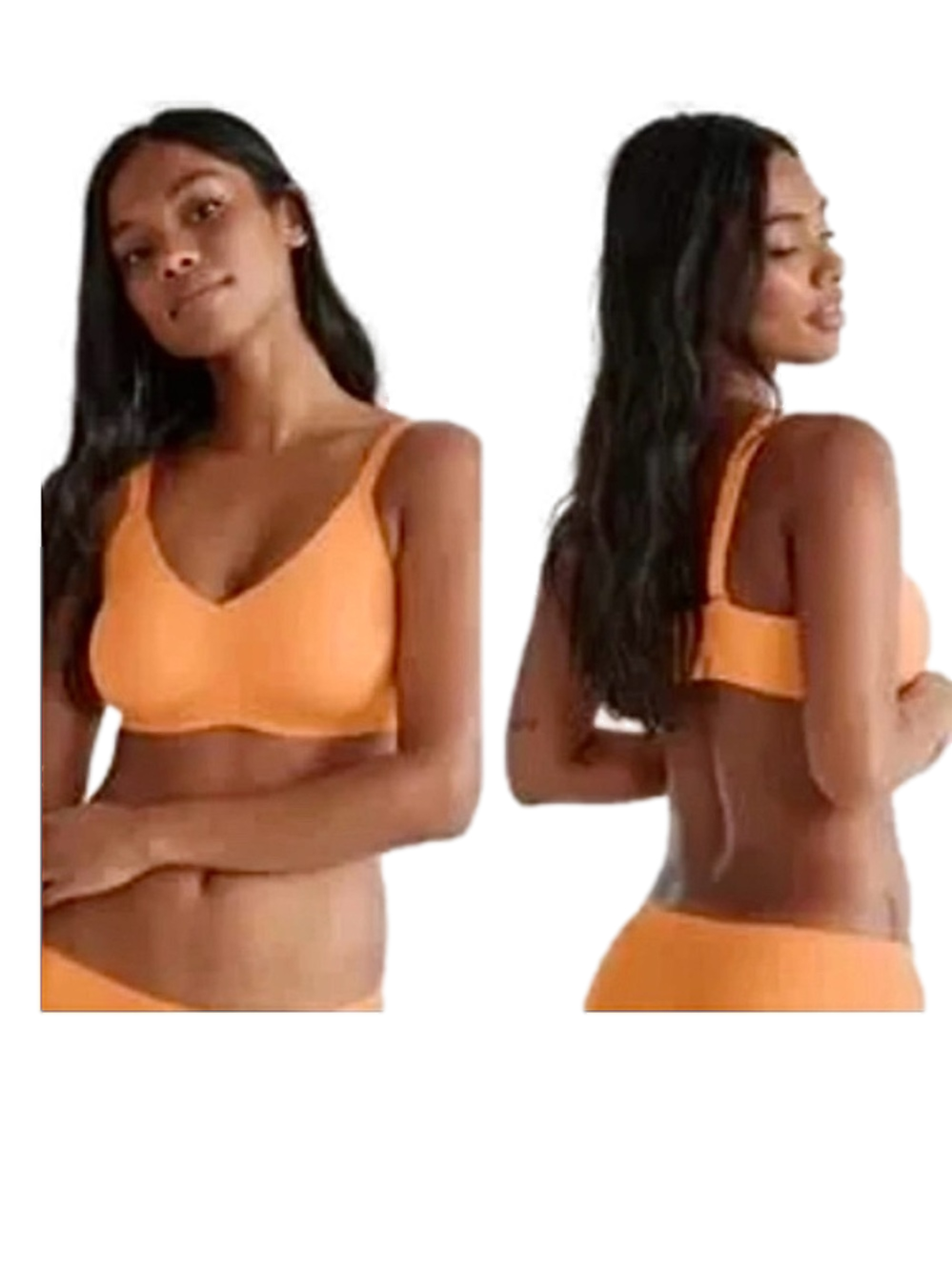 KNIX thin strap padded v neck wire free bra melon orange Size 4 32C/D 34C/D